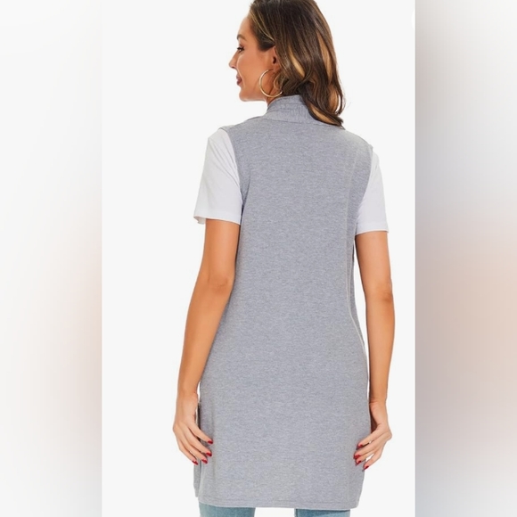 Max studio women's gray open sleeveless cardigan - Picture 12 of 16
